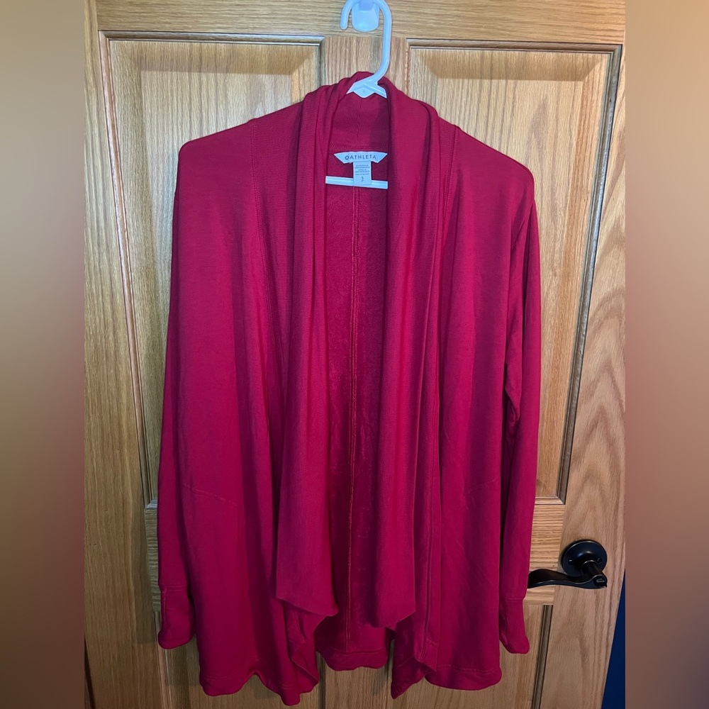 ❄️ Athleta Women's Cozy Soft Pranayama Restore Wrap Red Cardigan SM